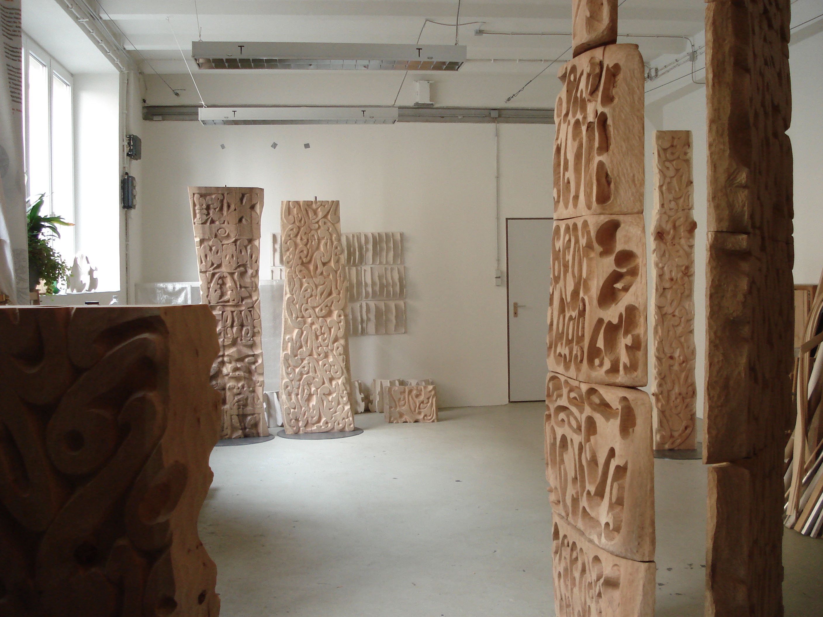 Grove of changing trees in studio