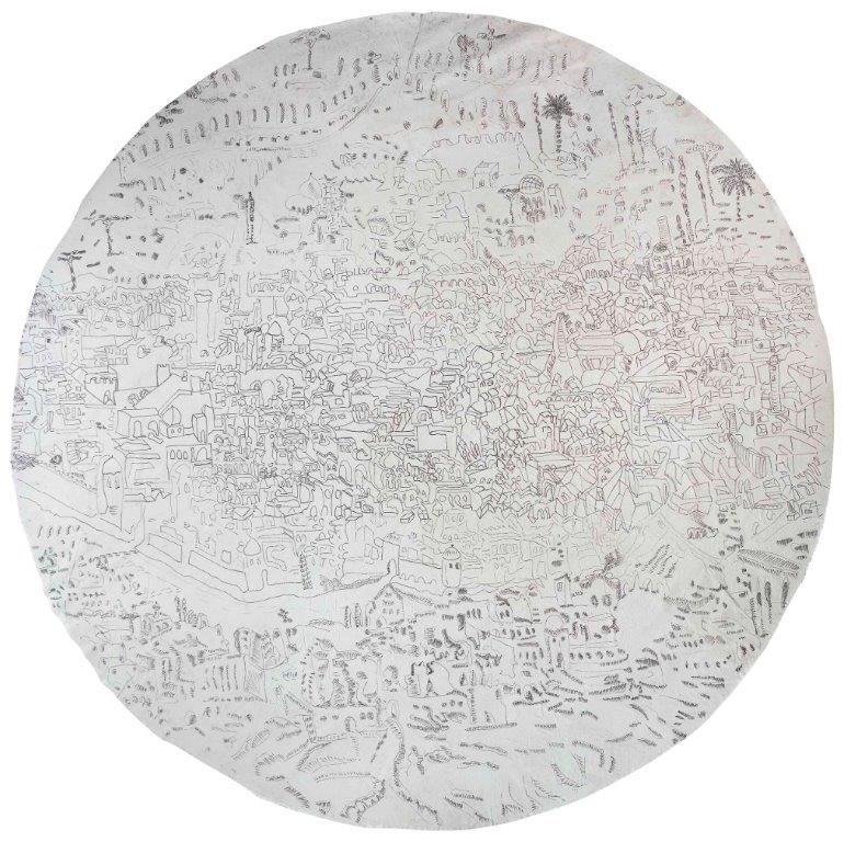 360cm large hand drawing primed on linen